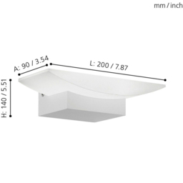 EGLO Metrass Plastic and Aluminium White Uplighter LED Wall Light - Size: 20 x 10.5 x 10.5cm - Wilko - thumbnail 5