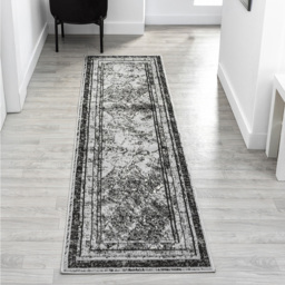 Desire Rugs Obsidian Grey Abstract Frame Rug 60 x 220cm - Size: 220 x 60 x 0.8cm - Wilko - thumbnail 3