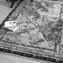 Desire Rugs Obsidian Grey Abstract Frame Rug 60 x 220cm - Size: 220 x 60 x 0.8cm - Wilko - thumbnail 6