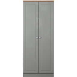 Crowndale Norfolk 2 Door Dusk Grey and Bardolino Oak Wardrobe Ready Assembled - Dusk Grey & Bardolino Oak - Wilko - thumbnail 3