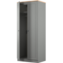 Crowndale Norfolk 2 Door Dusk Grey and Bardolino Oak Wardrobe Ready Assembled - Dusk Grey & Bardolino Oak - Wilko - thumbnail 5
