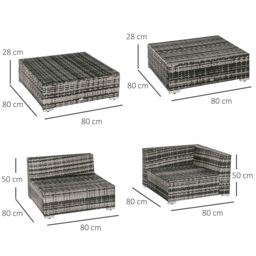 Outsunny 6 PC Rattan Sofa Set Grey - Wilko - thumbnail 7