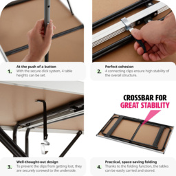 tectake Black Folding Table 3 Pack - Size: 60.0 cm x 60.0 cm x 300.0 cmcm - Wilko - thumbnail 6