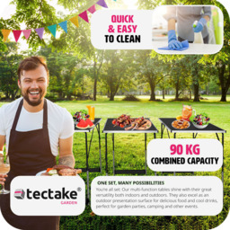 tectake Black Folding Table 3 Pack - Size: 60.0 cm x 60.0 cm x 300.0 cmcm - Wilko - thumbnail 5