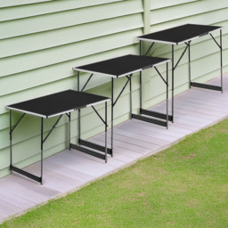 tectake Black Folding Table 3 Pack - Size: 60.0 cm x 60.0 cm x 300.0 cmcm - Wilko - thumbnail 1
