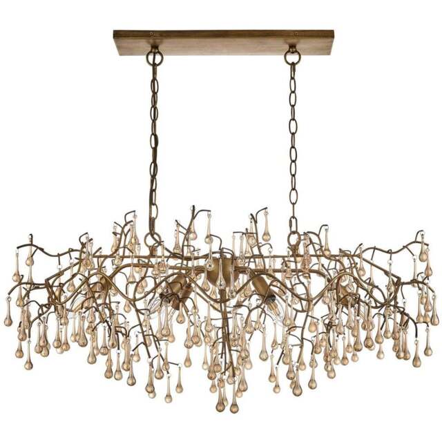 Merano Rimini Lustre Glass Gold and Champagne Pendant Ceiling Light - Size: 60 x 0.1 x 192cm - Wilko - image 1