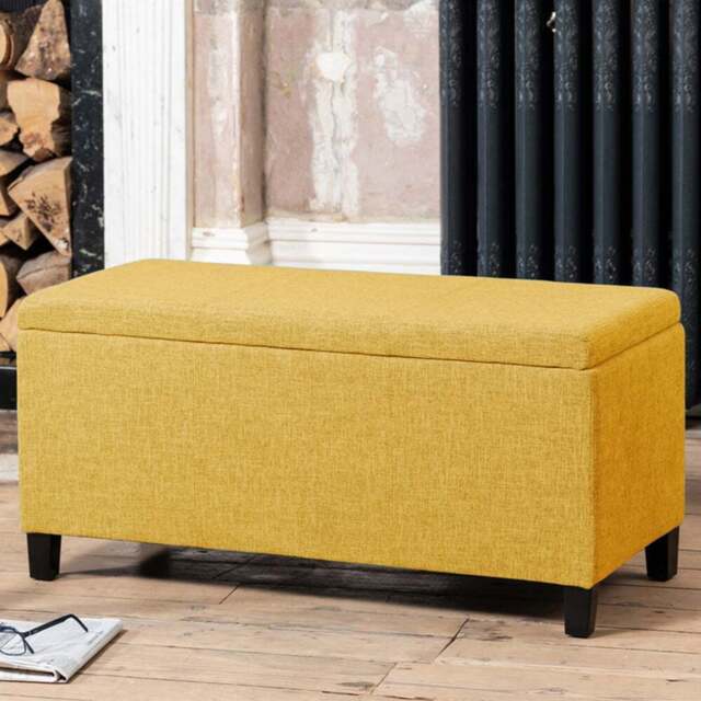 Artemis Home Henbury Yellow Fabric Storage Ottoman - Size: 45 x 98 x 45cm - Wilko - image 1