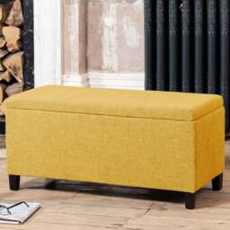 Artemis Home Henbury Yellow Fabric Storage Ottoman - Size: 45 x 98 x 45cm - Wilko