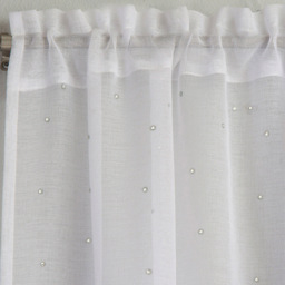 Tyrone Textiles Jewel White Diamante Embellished Rod Pocket Voile Panel Curtains 140 x 229cm - Size: W 140 x D 229cm - Wilko - thumbnail 3