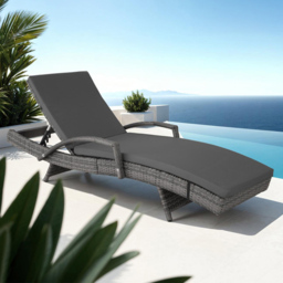 tectake Oceane Grey 5 Level Adjustable Aluminium Frame Sun Lounger - Size: 74.5 x 62 x 190cm - Wilko - thumbnail 1
