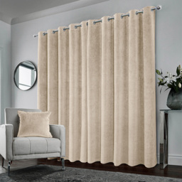 Enhanced Living Hampton Cream Velvet Blackout Thermal Eyelet Curtains 229 x 229cm - Wilko - thumbnail 4