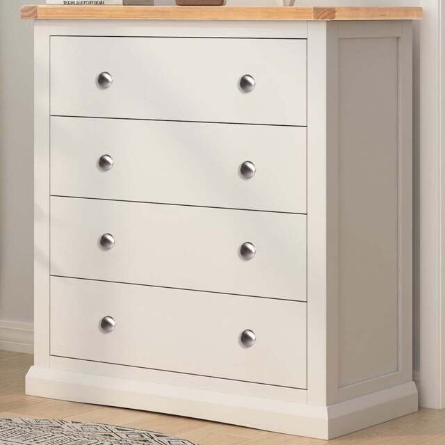 Castelli 4 Drawer Off White Chest of Drawers with Chrome Knobs - Wilko - image 1