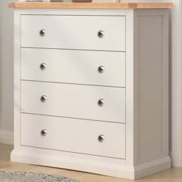 Castelli 4 Drawer Off White Chest of Drawers with Chrome Knobs - Wilko - thumbnail 1