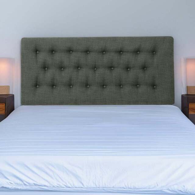 Bedmaster Lona Single Charcoal Linen Buttoned Headboard - Grey - Wilko - image 1