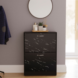VIDA DESIGNS 2 Drawer Black Marble Shoe Cabinet - Size: 80 x 60 x 24cm - Wilko - thumbnail 4