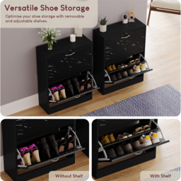 VIDA DESIGNS 2 Drawer Black Marble Shoe Cabinet - Size: 80 x 60 x 24cm - Wilko - thumbnail 6
