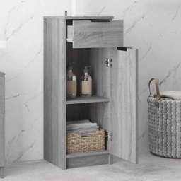 vidaXL Single Door Single Drawer Grey Sonoma Bathroom Cabinet - Size: 90 x 32 x 34cm - Wilko - thumbnail 1