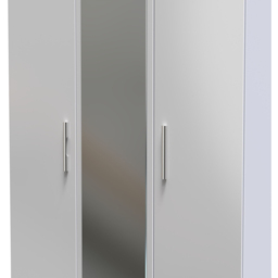 Crowndale Contrast 3 Door Grey and White Matt Tall Mirrored Wardrobe Ready Assembled - Wilko - thumbnail 6