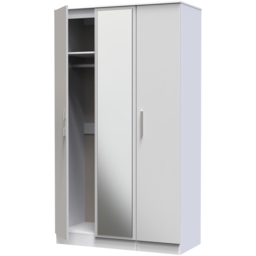 Crowndale Contrast 3 Door Grey and White Matt Tall Mirrored Wardrobe Ready Assembled - Wilko - thumbnail 7