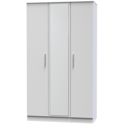 Crowndale Contrast 3 Door Grey and White Matt Tall Mirrored Wardrobe Ready Assembled - Wilko - thumbnail 5