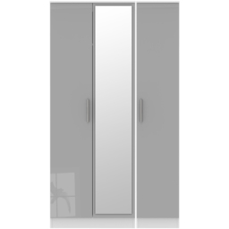 Crowndale Contrast 3 Door Grey and White Matt Tall Mirrored Wardrobe Ready Assembled - Wilko - thumbnail 3