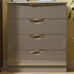 Crowndale Camden 4 Drawer Grey Gloss and Dusk Grey Chest of Drawers Ready Assembled - Grey Gloss & Dusk Grey - Wilko