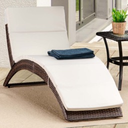 Outsunny Brown and White Rattan Folding Sun Lounger - Size: 1 Seater - Wilko - thumbnail 1