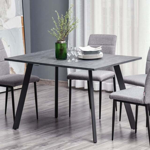 Portland 4 Seater Wooden Rectangular Dining Table Dark Grey - Wilko - image 1