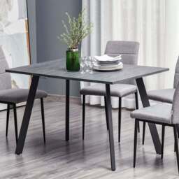 Portland 4 Seater Wooden Rectangular Dining Table Dark Grey - Wilko - thumbnail 1
