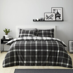 Brodie Check Duvet Set Black and White King - Wilko - thumbnail 1