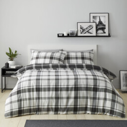 Brodie Check Duvet Set Black and White King - Wilko - thumbnail 3