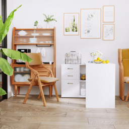 Portland 3 Drawer 2 Shelf L Shaped Desk White - Size: 117 x 83.5 x 76cm - Wilko - thumbnail 5