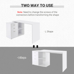 Portland 3 Drawer 2 Shelf L Shaped Desk White - Size: 117 x 83.5 x 76cm - Wilko - thumbnail 7