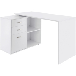 Portland 3 Drawer 2 Shelf L Shaped Desk White - Size: 117 x 83.5 x 76cm - Wilko - thumbnail 3