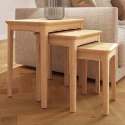 FWStyle Natural Oak Ash Veneer Nest of Tables Set of 3 - Size: 51 x 50 x 36cm - Wilko - thumbnail 1