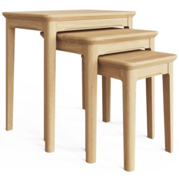 FWStyle Natural Oak Ash Veneer Nest of Tables Set of 3 - Size: 51 x 50 x 36cm - Wilko - thumbnail 3