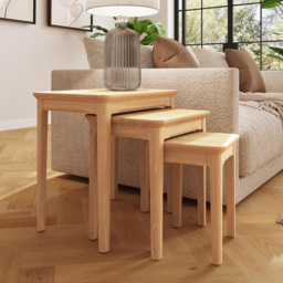 FWStyle Natural Oak Ash Veneer Nest of Tables Set of 3 - Size: 51 x 50 x 36cm - Wilko - thumbnail 7