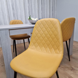 Kosy Koala 4 Seater Faux Leather Gem Pattern Dining Set Grey and Mustard - Multi - Portland - Wilko - thumbnail 7