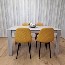 Kosy Koala 4 Seater Faux Leather Gem Pattern Dining Set Grey and Mustard - Multi - Portland - Wilko - thumbnail 5