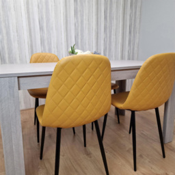Kosy Koala 4 Seater Faux Leather Gem Pattern Dining Set Grey and Mustard - Multi - Portland - Wilko - thumbnail 6
