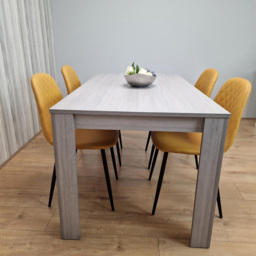 Kosy Koala 4 Seater Faux Leather Gem Pattern Dining Set Grey and Mustard - Multi - Portland - Wilko - thumbnail 4