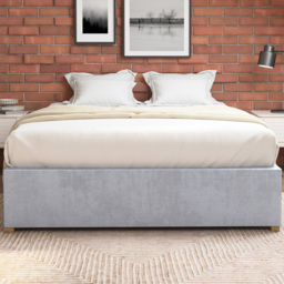 Aspire Furniture Small Double Light Silver Plush Platform Ottoman Bed - Aspire Beds - Wilko - thumbnail 4