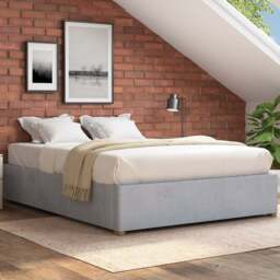 Aspire Furniture Small Double Light Silver Plush Platform Ottoman Bed - Aspire Beds - Wilko