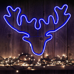Shatchi Blue LED Stag Head Silhouette - Cream - Wilko - thumbnail 3