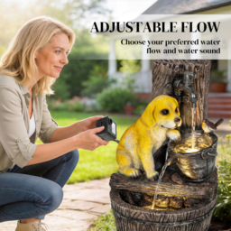 Outsunny Puppy and Bird Rustic Resin LED Garden Water Feature - Size: 56 x 36 x 35cm - Rustic Brown, Yellow - Wilko - thumbnail 7