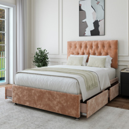 Bedmaster Small Double Mink Chenille 4 Drawer Divan Base with Lona Headboard - Cream - Wilko - thumbnail 3