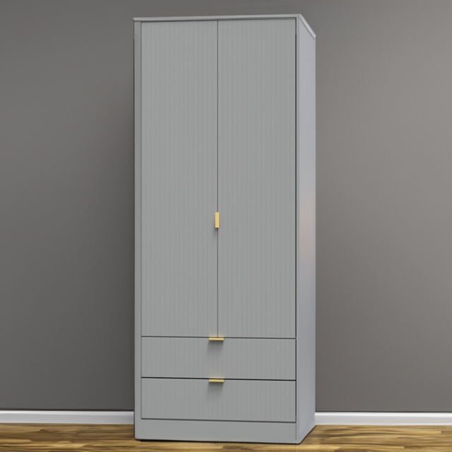 Crowndale 2 Door 2 Drawer Dusk Grey Wardrobe Ready Assembled - Size: 2 Door, 2 Drawer - Wilko - image 1