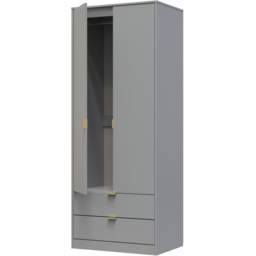 Crowndale 2 Door 2 Drawer Dusk Grey Wardrobe Ready Assembled - Size: 2 Door, 2 Drawer - Wilko - thumbnail 5