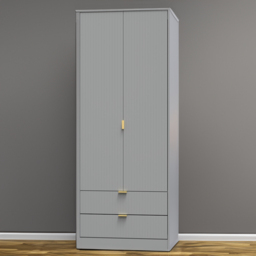 Crowndale 2 Door 2 Drawer Dusk Grey Wardrobe Ready Assembled - Size: 2 Door, 2 Drawer - Wilko - thumbnail 1