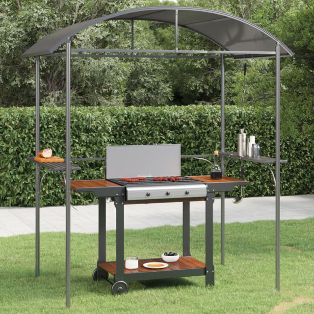 vidaXL 1 x 2m Anthracite BBQ Gazebo with Side Shelves - Grey - Wilko - image 1